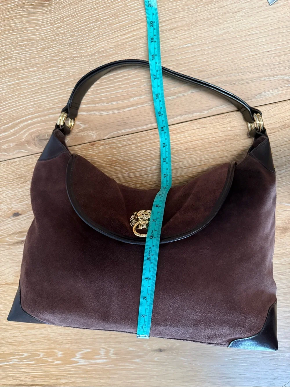 Vintage Lilly Pulitzer Chocolate Brown Suede Lion Head Hobo Shoulder Bag